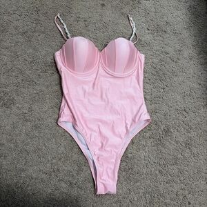 Light Pink One-Piece Bustier Swimsuit